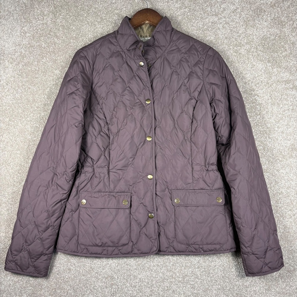 Eddie Bauer Womens Mauve Purple Diamond Quilted Goose Down Barn Jacket Size M